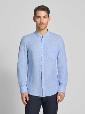 Koszula lniana o kroju slim fit ze stójką model 'Mandarin' seidensticker