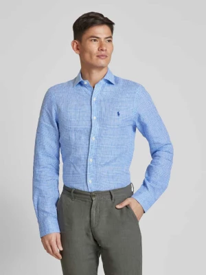 Koszula lniana o kroju slim fit ze wzorem w kratę glencheck Polo Ralph Lauren
