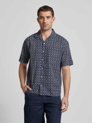 Koszula lniana o kroju tailored fit ze wzorem na całej powierzchni MCNEAL