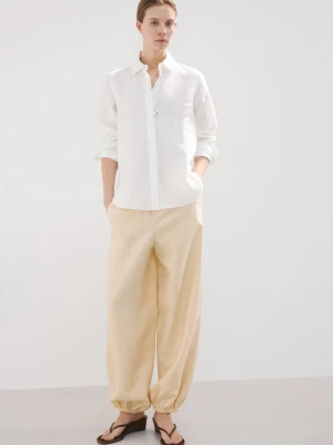 Koszula lniana o prostym kroju biały - Kobieta - - MANGO