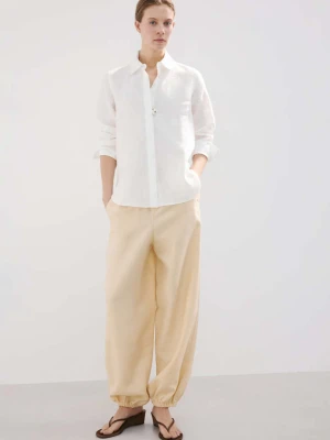 Koszula lniana o prostym kroju biały - Kobieta - - MANGO