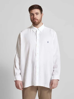 Koszula lniana PLUS SIZE o kroju straight fit z wyhaftowanym logo Polo Ralph Lauren Big & Tall