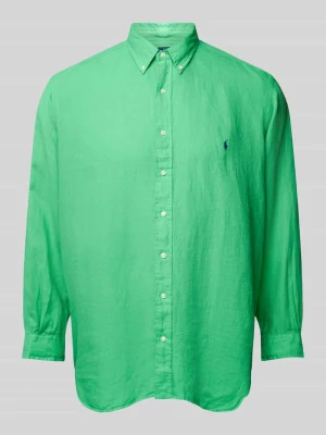 Koszula lniana PLUS SIZE o kroju straight fit z wyhaftowanym logo Polo Ralph Lauren Big & Tall