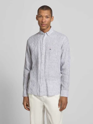 Koszula lniana w kroju slim fit z kołnierzykiem typu button-down FYNCH-HATTON