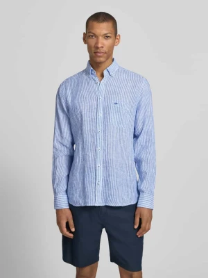 Koszula lniana w kroju slim fit z kołnierzykiem typu button-down FYNCH-HATTON