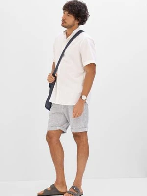 Koszula lniana z krótkim rękawem bonprix