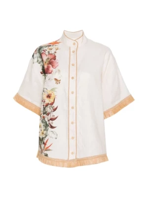 Koszula lniana z kwiatowym wzorem Zimmermann