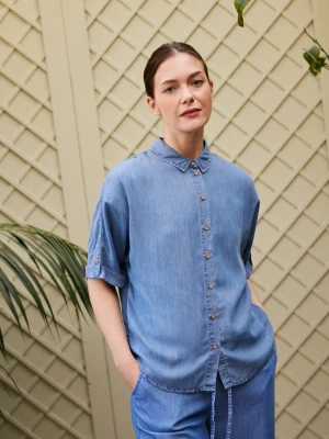 Koszula lyocell niebieska Moodo