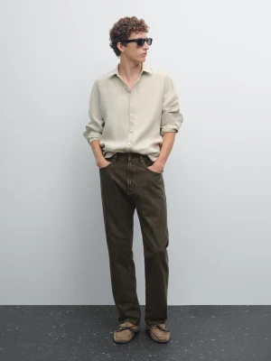 Koszula Regular Fit Z Efektem Maltinto - Beżowy - - Massimo Dutti - Mężczyzna