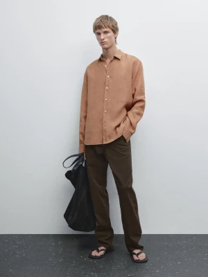 Koszula Regular Fit Z Efektem Maltinto - Pomarańczowy - - Massimo Dutti - Mężczyzna