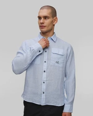 Koszula męska C.P. Company Linen Shirt niebieska CP Company