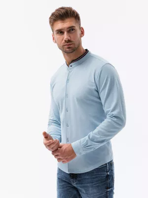 Koszula męska dzianinowa z długim rękawem - błękitna V3 K542
 -                                    XL