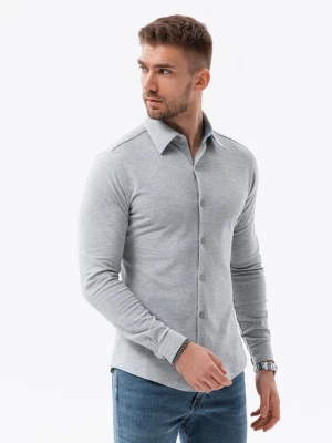 Koszula męska dzianinowa z długim rękawem - szara V5 - Rozmiar: XL Ombre Clothing