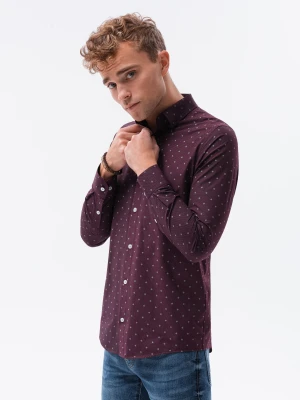 Koszula męska elegancka z długim rękawem - bordowa K463
 -                                    XL Ombre