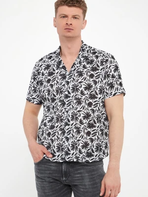 Koszula męska lniana z krótkimi rękawami KARL LAGERFELD