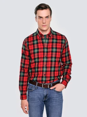 Koszula męska w kratę czerwona Sensitewo 603 BIG STAR