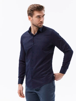 Koszula męska we wzór paisley REGULAR FIT - granatowo-czerwona K617
 -                                    XL Ombre