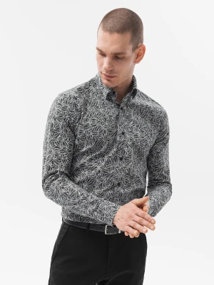 Koszula męska z długim rękawem - czarna K608
 -                                    XXL Ombre