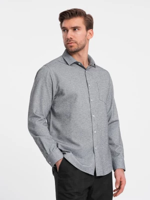 Koszula męska z kieszenią REGULAR FIT - szary melanż V3 OM-SHCS-0148
 -                                    L