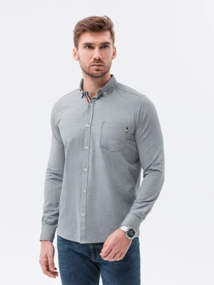 Koszula męska z kontrastową plisą REGULAR FIT - szara K490
 -                                    S Ombre