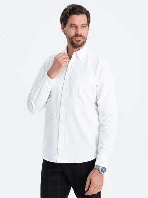Bawełniana koszula męska Oxford z kieszonką REGULAR – biała V1 OM-SHOS-0108
 -                                    M