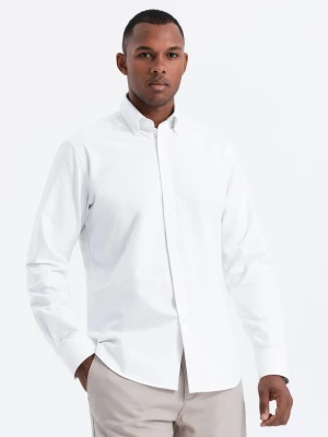 Koszula męska z tkaniny w stylu Oxford REGULAR - biała V1 OM-SHOS-0114
 -                                    L