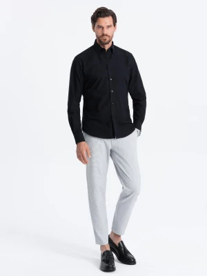 Koszula męska z tkaniny w stylu Oxford REGULAR - czarna V3 OM-SHOS-0114
 -                                    L