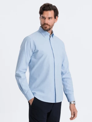 Koszula męska z tkaniny w stylu Oxford REGULAR - niebieska V2 OM-SHOS-0114
 -                                    XL