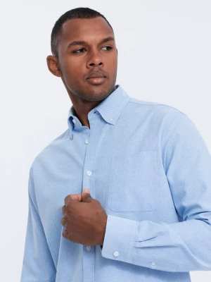 Koszula męska z tkaniny w stylu Oxford REGULAR - niebieska V4 OM-SHOS-0108
 -                                    L