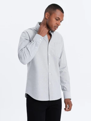 Koszula męska z tkaniny w stylu Oxford REGULAR - szara V2 OM-SHOS-0108
 -                                    XL