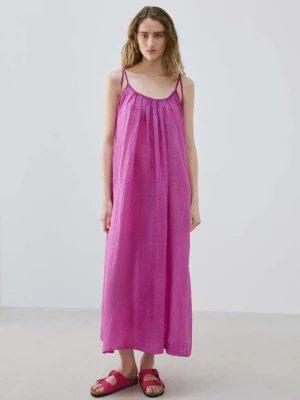 Koszula nocna 100% ramia z efektem overdyed fuksja - Kobieta - - MANGO