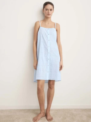 Koszula nocna bawełniana na ramiączkach niebieski - Kobieta - - MANGO