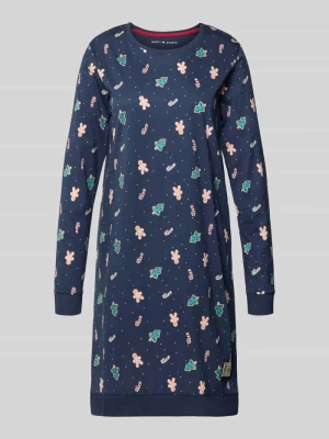 Koszula nocna o kroju relaxed fit z nadrukiem z motywem na całej powierzchni model ‘XMAS’ happy shorts