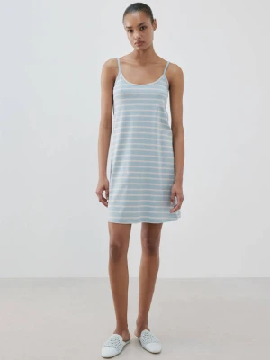 Koszula nocna z bawełny w paski niebieski - Kobieta - - MANGO