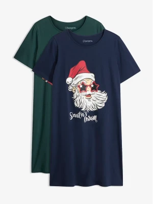 Koszula nocna z czystej bawełny (2 szt.) BonPrix niebieski