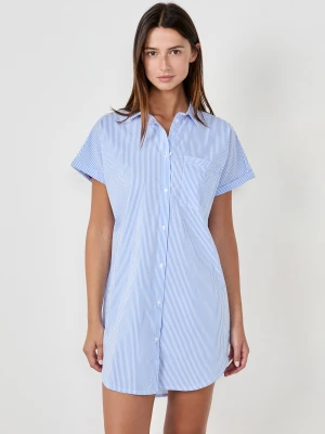 Koszula Nocna z Krótkim Rękawem w Paski Etam