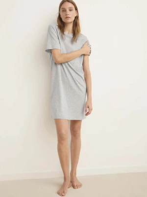 Koszula nocna z lyocellu i bawełny jasny / pastelowy szary - Kobieta - - MANGO