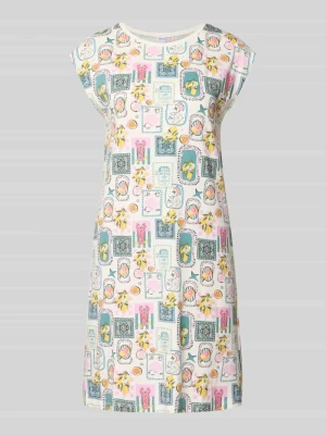 Koszula nocna z mieszanki modalu we wzór na całej powierzchni SKINY