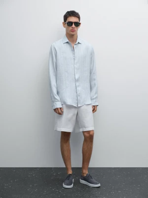 Koszula O Kroju Regular Fit W Podwójne Paski - Błękitny - - Massimo Dutti - Mężczyzna