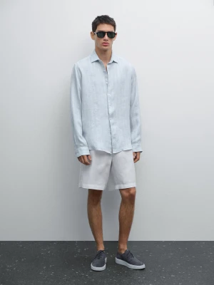 Koszula O Kroju Regular Fit W Podwójne Paski - Błękitny - - Massimo Dutti - Mężczyzna