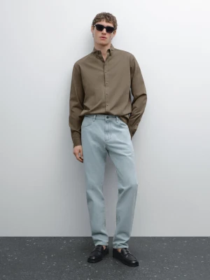 Koszula O Kroju Regular Fit Z Diagonalu Z Mieszanki Bawełny - Zielony - - Massimo Dutti - Mężczyzna