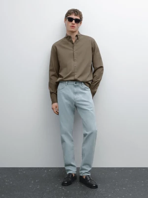 Koszula O Kroju Regular Fit Z Diagonalu Z Mieszanki Bawełny - Zielony - - Massimo Dutti - Mężczyzna