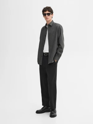 Koszula O Kroju Regular Fit Z Diagonalu Ze 100% Bawełny - Brudnoszary - - Massimo Dutti - Mężczyzna