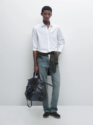 Koszula O Kroju Regular Fit Z Fakturą - Biały - - Massimo Dutti - Mężczyzna