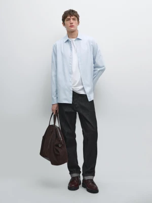 Koszula O Kroju Regular Fit Z Mieszanki Bawełny - Błękitny - - Massimo Dutti - Mężczyzna