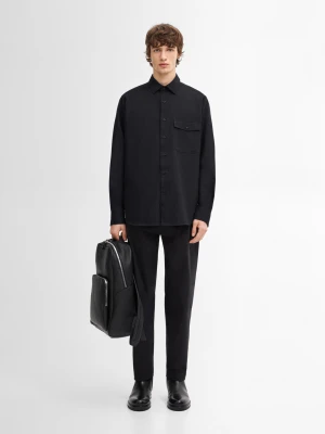 Koszula O Kroju Regular Fit Z Mieszanki Bawełny - Ciemnoszary - - Massimo Dutti - Mężczyzna