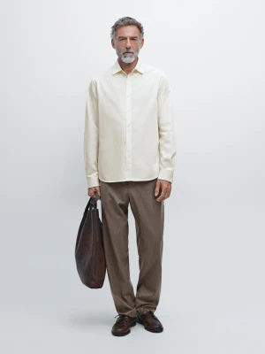 Koszula O Kroju Regular Fit Z Mieszanki Bawełny - Surowy - - Massimo Dutti - Mężczyzna