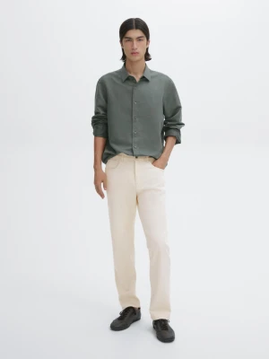 Koszula O Kroju Regular Fit Z Mieszanki Bawełny - Zielony - - Massimo Dutti - Mężczyzna