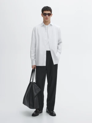 Koszula O Kroju Regular Fit Z Popeliny Ze 100% Bawełny - Biały - - Massimo Dutti - Mężczyzna