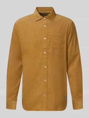 Koszula o kroju regular fit z sztruksu z brustaszą Scotch & Soda Koniakowy